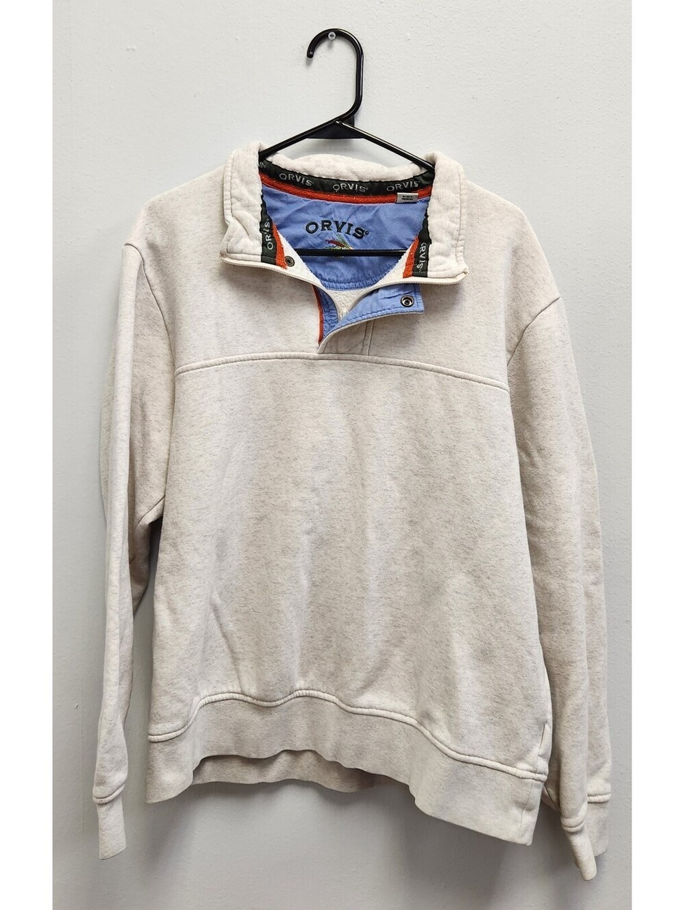Orvis Quarter Zip Pullover Sweatshirt Men's Medium Retro White Outdoor Gear
